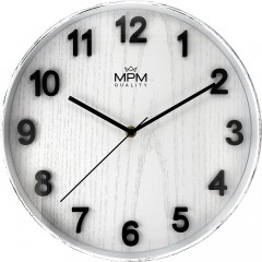 Nástenné hodiny MPM Beta E01.4051.00, biele 30,5 cm